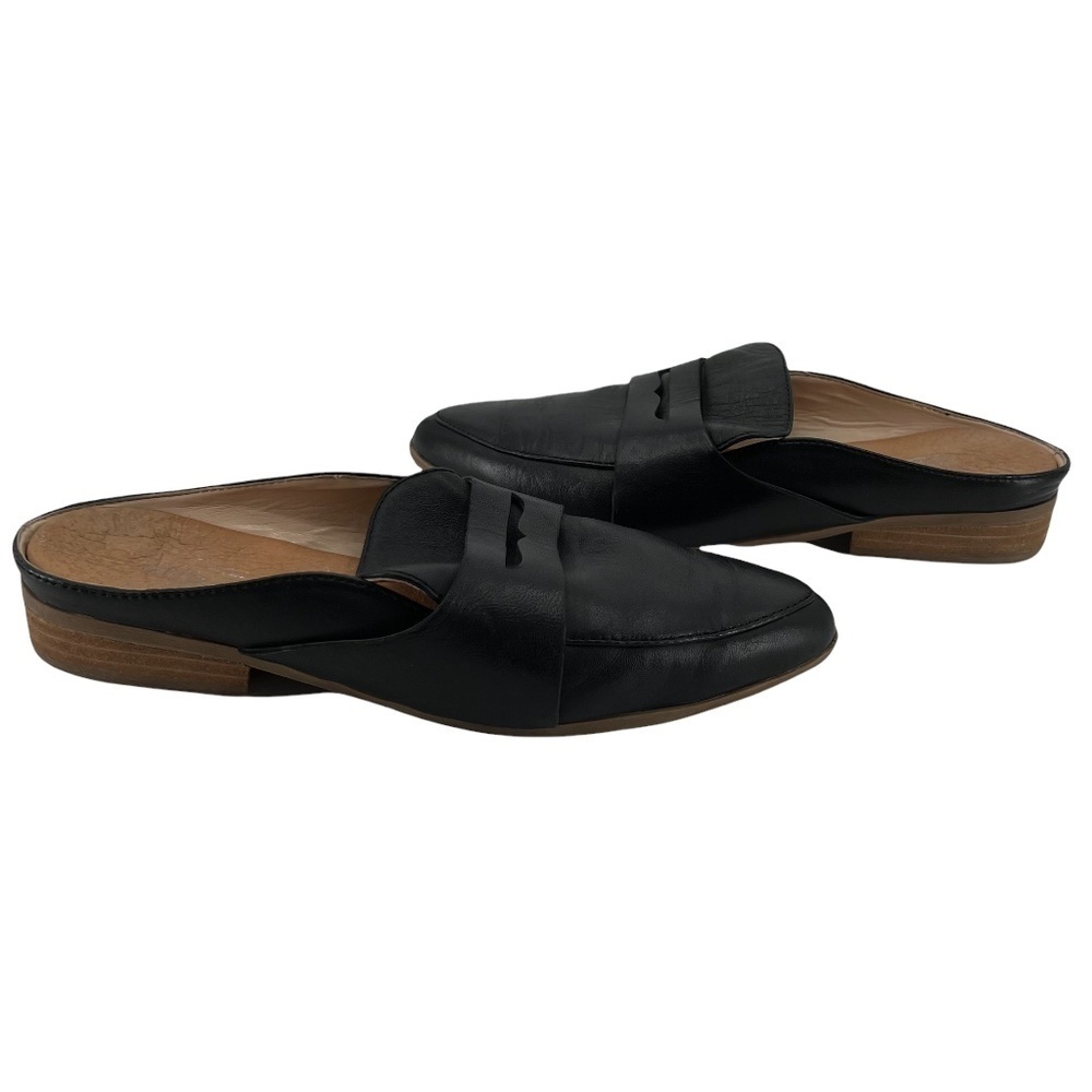 Dr. Scholl’s Black Leather Slip-On Pointed Toe Flat Mules Size 7.5 Women’s